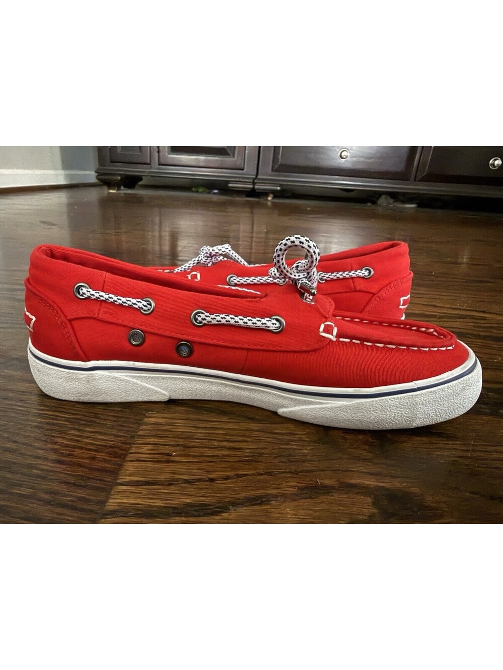 Guy Harvey Womens 7.5 Red Canvas Boat Shoes Deck Loafers GHWMISSIT-6231 - Picture 6 of 10